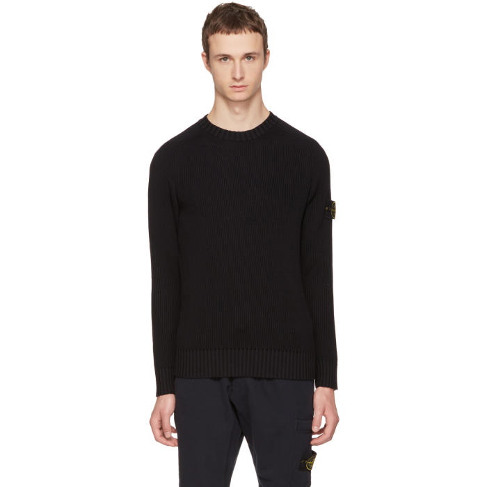 Photo: Stone Island Black Rib Knit Logo Sweater 