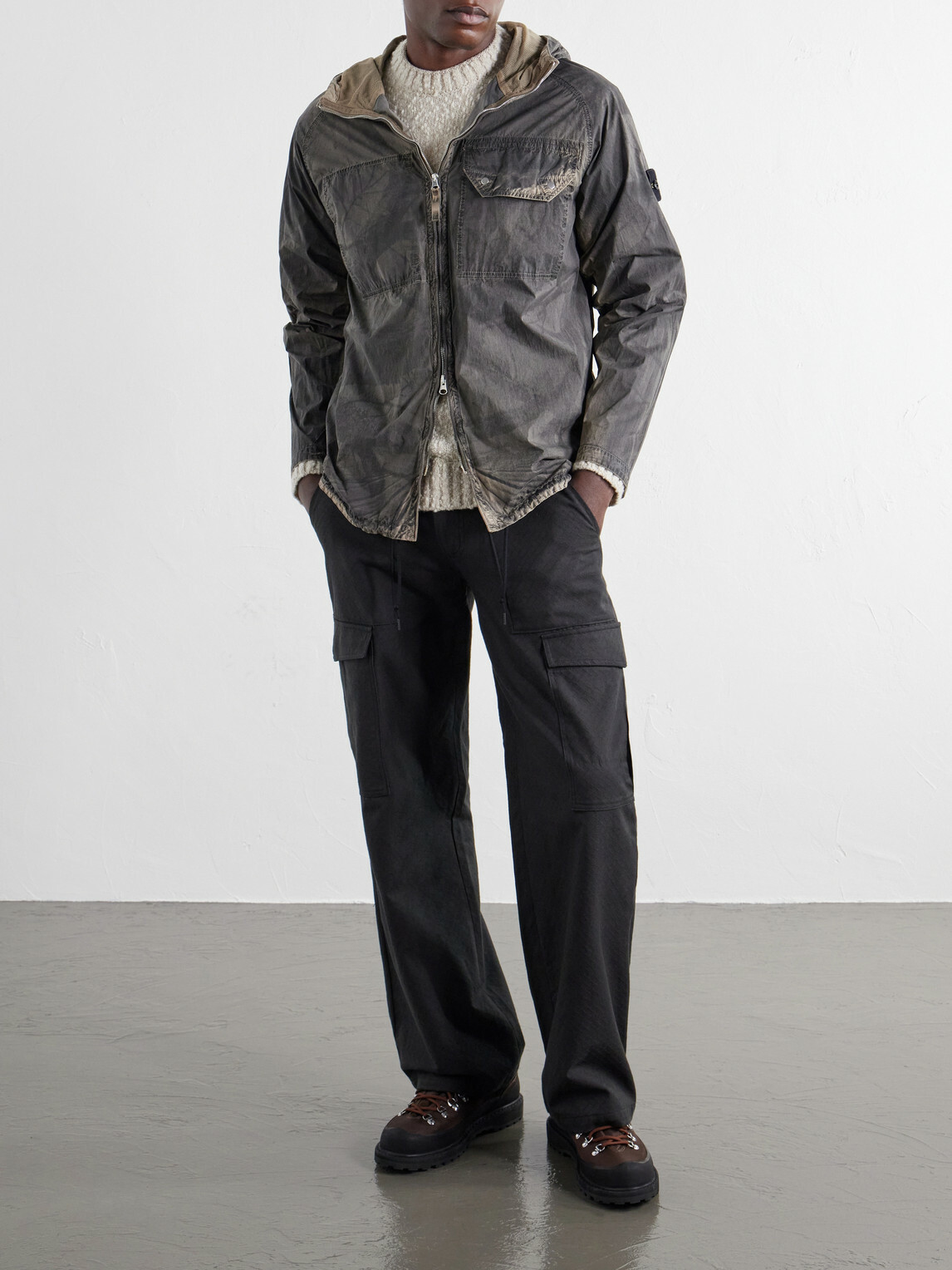 Stone Island - Garment-Dyed Printed Hooded Recycled Crinkle Reps-TC Overshirt - Green