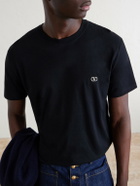 Valentino Garavani - Logo-Embroidered Cotton-Jersey T-Shirt - Black