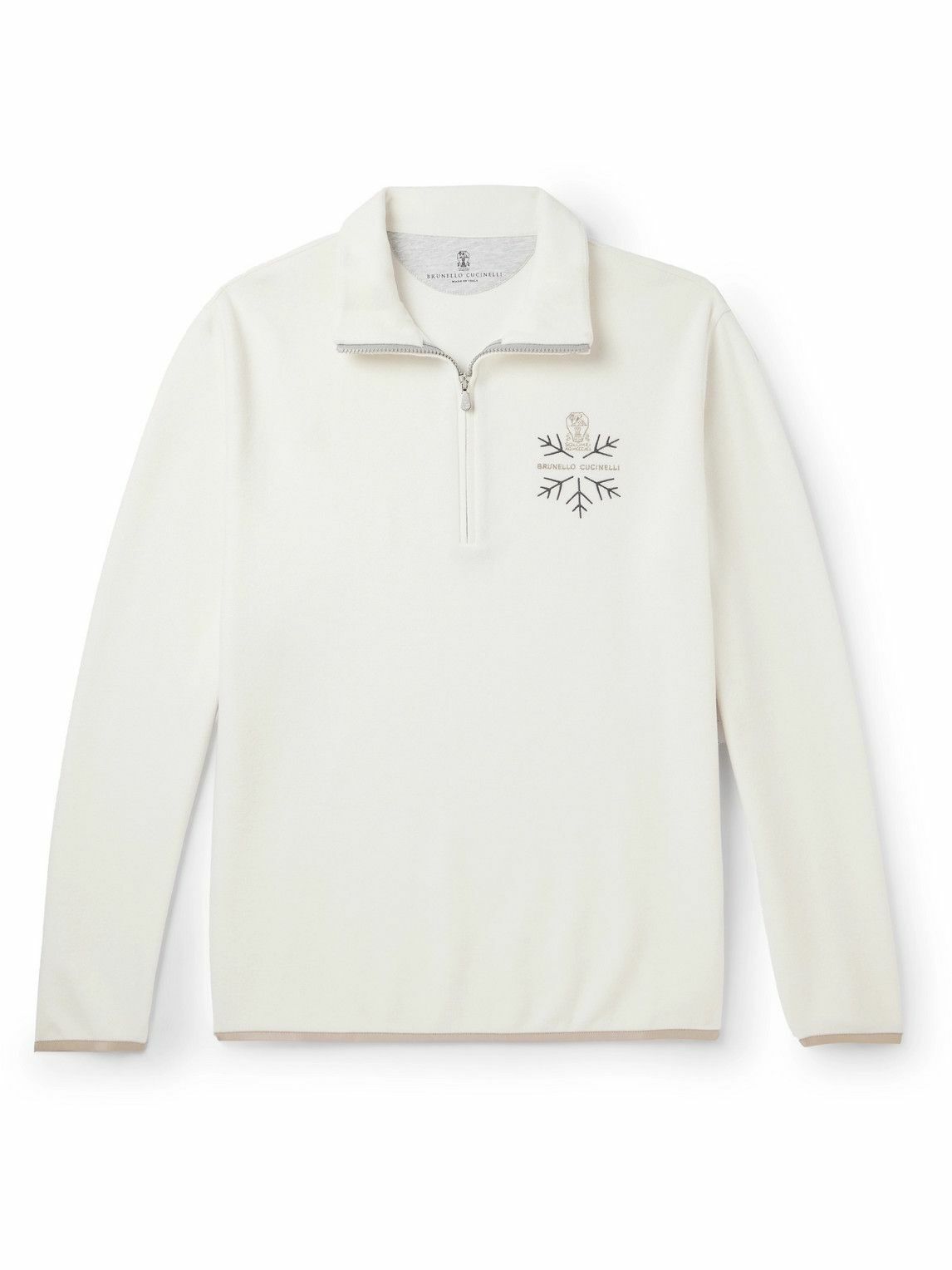Brunello Cucinelli - Logo-Embroidered Fleece Half-Zip Ski