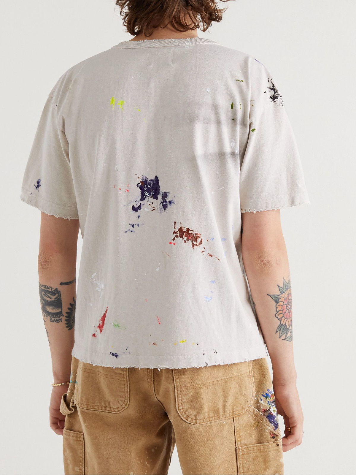 Gallery Dept. - Rag Appliquéd Distressed Paint-Splattered Cotton-Jersey ...
