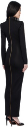 Balmain Black & Tan Body Motif Knit Maxi Dress