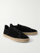 Zegna - Triple Stitch™ Leather-Trimmed Suede Slip-On Sneakers - Black