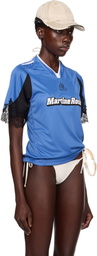 Martine Rose SSENSE Exclusive Blue Lace Trim Football T-shirt