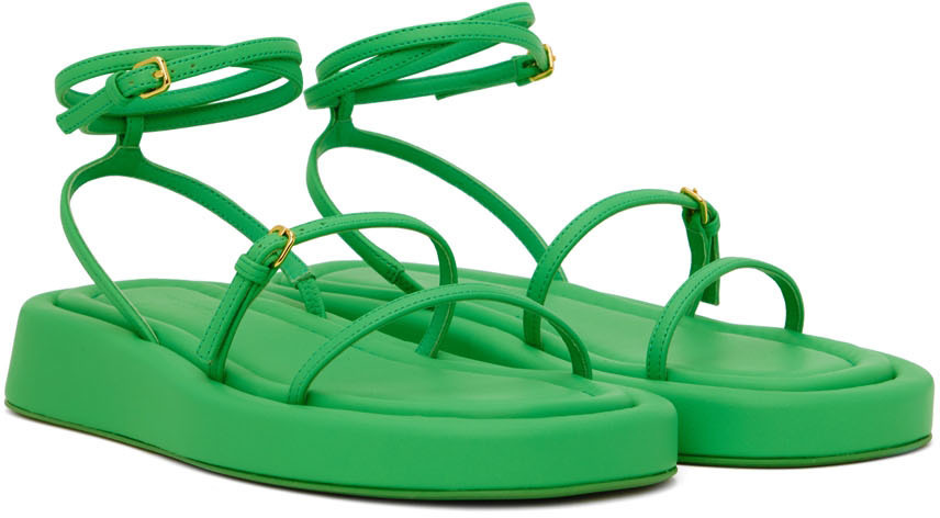 Sportmax Green Wedge Flat Sandals