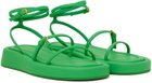 Sportmax Green Wedge Flat Sandals