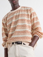 Corridor - Striped Pointelle-Knit Sweater - Orange