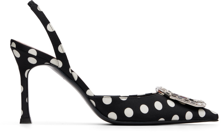 Photo: Amina Muaddi Black Camelia Sling 90 Heels