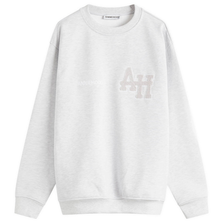 Photo: ANNIE HOOD Men's College Sweatshirt in Grey/White