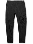 C.P. Company - Tapered Logo-Appliquéd Garment-Dyed Chrome-R Trousers - Black
