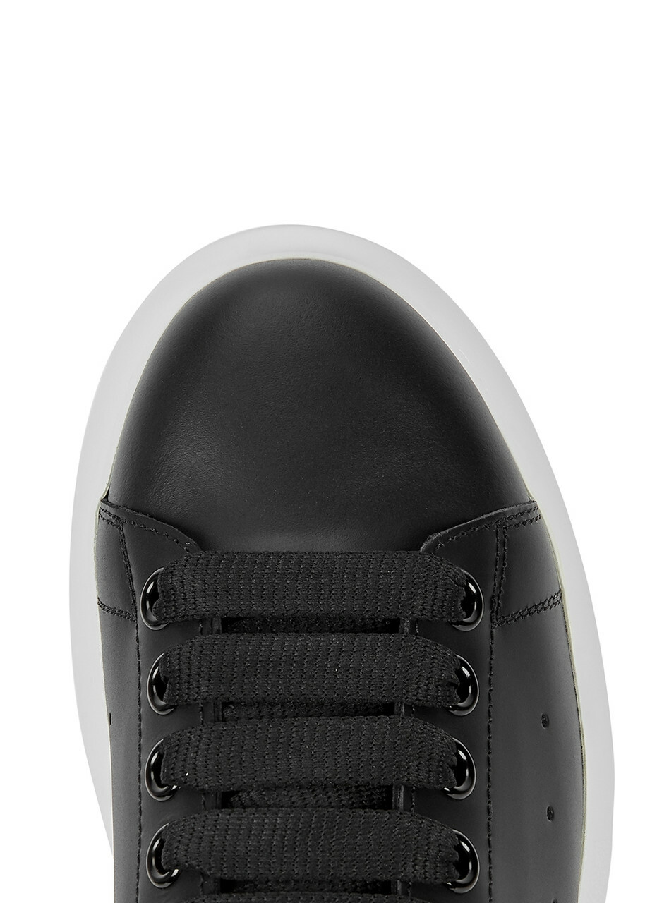 スニーカー Alexander Mcqueen Black Leather Sneakers With Black Leather Alexander McQueen Black Leather Oversized Sneakers Size 37.5
