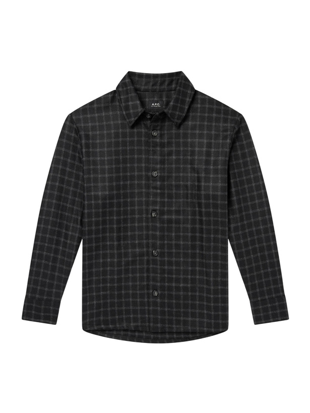Photo: A.P.C. - Bobby Checked Wool-Blend Twill Shirt - Black