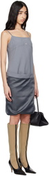 Commission Gray Fold-Up Slip Midi Dress