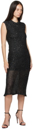 MSGM Black Glitter Midi Dress