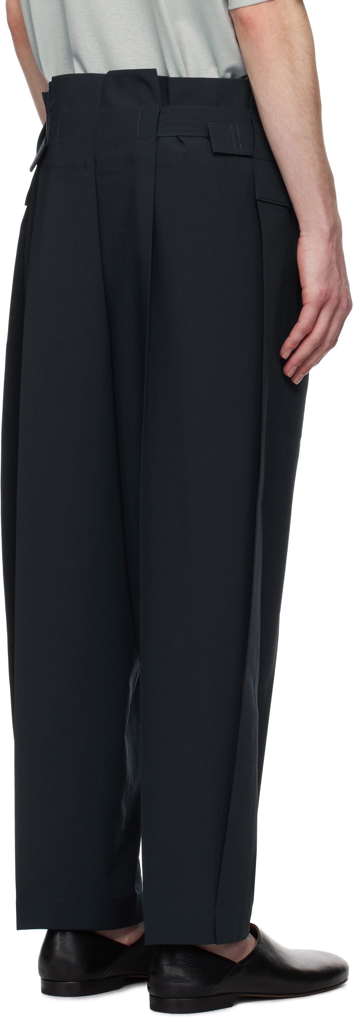 132 5. ISSEY MIYAKE Navy Flat Tuck Trousers