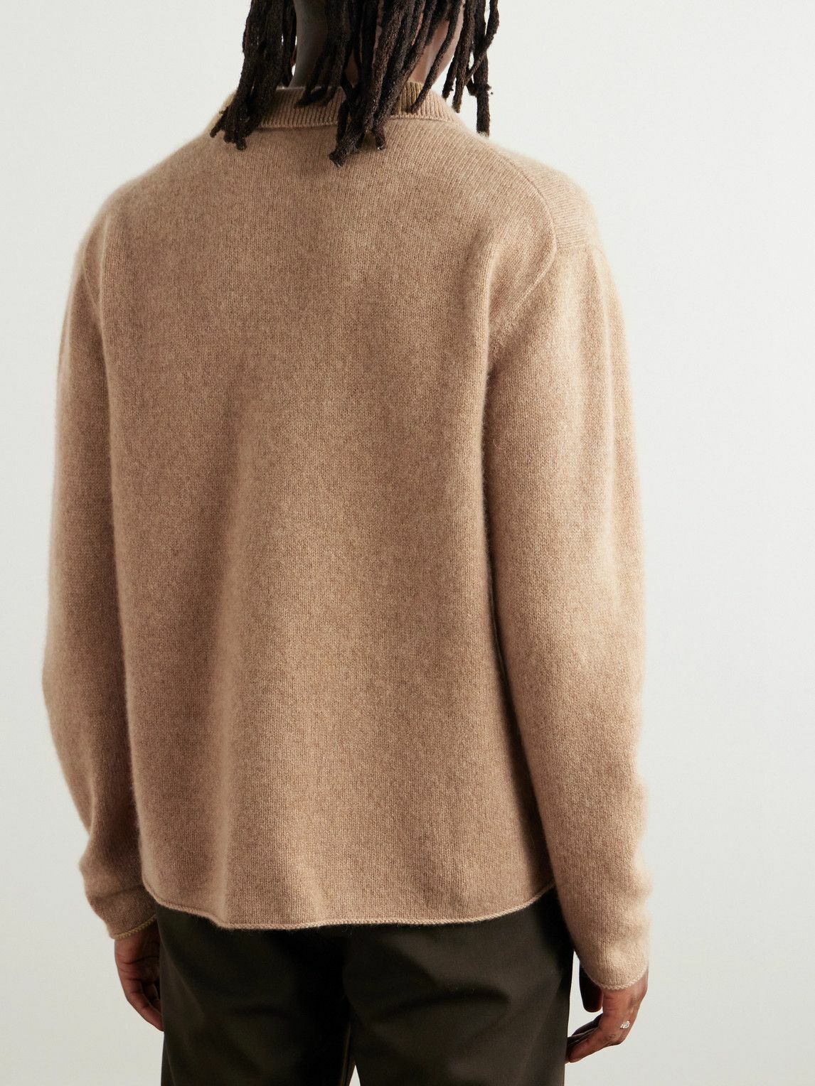 The Elder Statesman - Brushed-Cashmere Polo Shirt - Brown