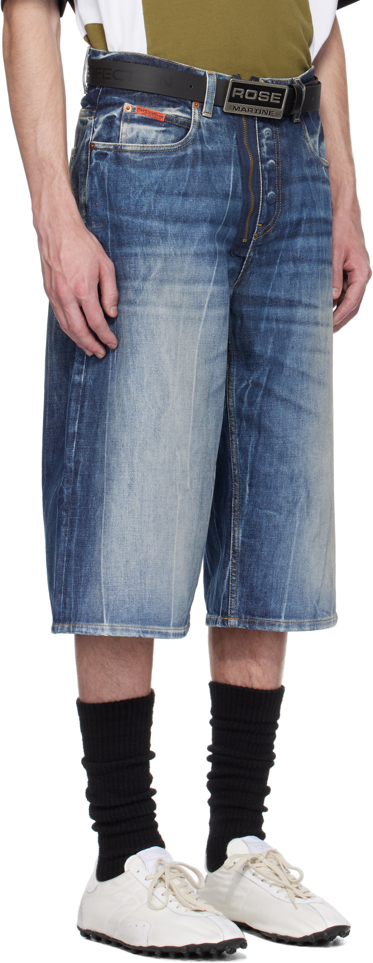 Martine Rose Blue Zip Denim Shorts