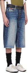 Martine Rose Blue Zip Denim Shorts
