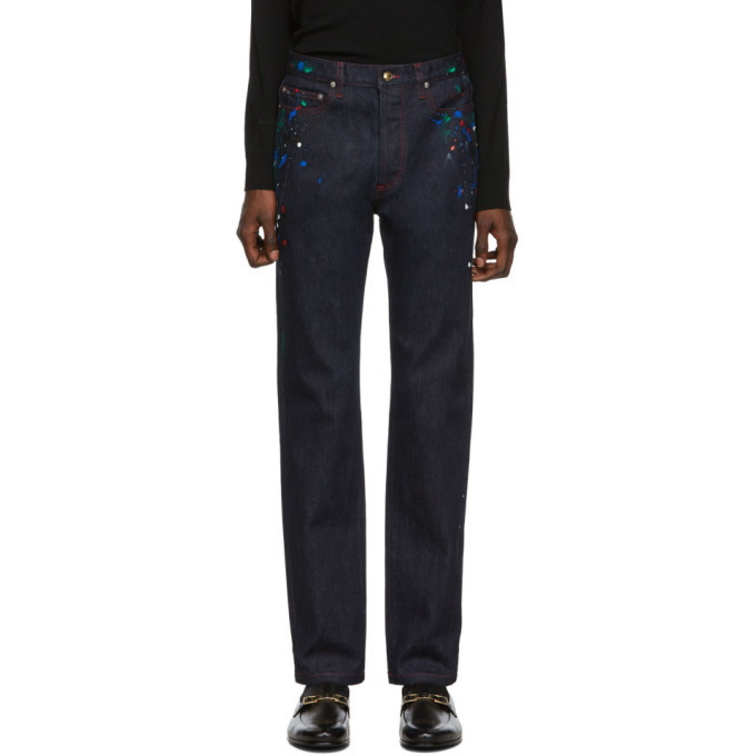 Photo: Paul Smith Blue Painted Regular Fit Jeans