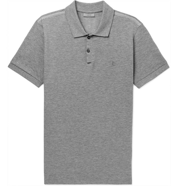 Photo: Lanvin - Slim-Fit Cotton-Piqué Polo Shirt - Men - Gray
