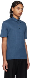 ZEGNA Blue Solid Polo