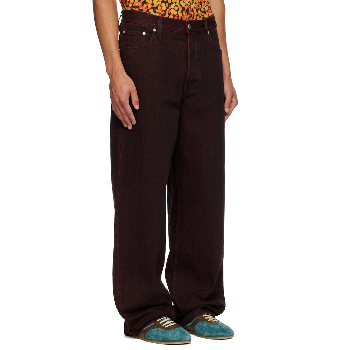 Dries Van Noten Burgundy Faded Jeans