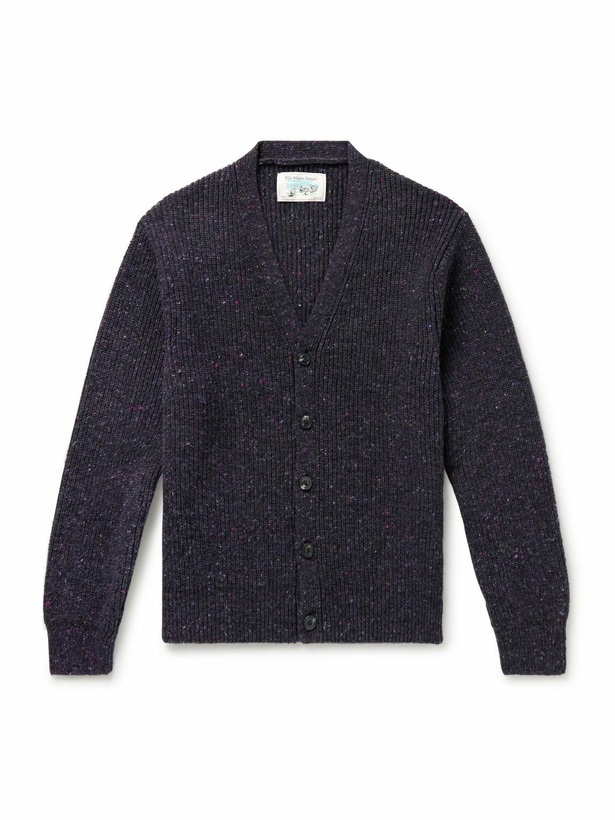 Photo: Noah - Ribbed Donegal Merino Wool Cardigan - Blue