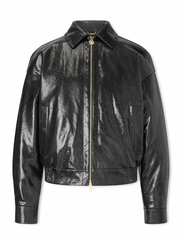 Photo: Versace - Padded Snake-Effect Leather Blouson Jacket - Black