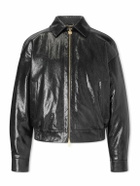 Versace - Padded Snake-Effect Leather Blouson Jacket - Black