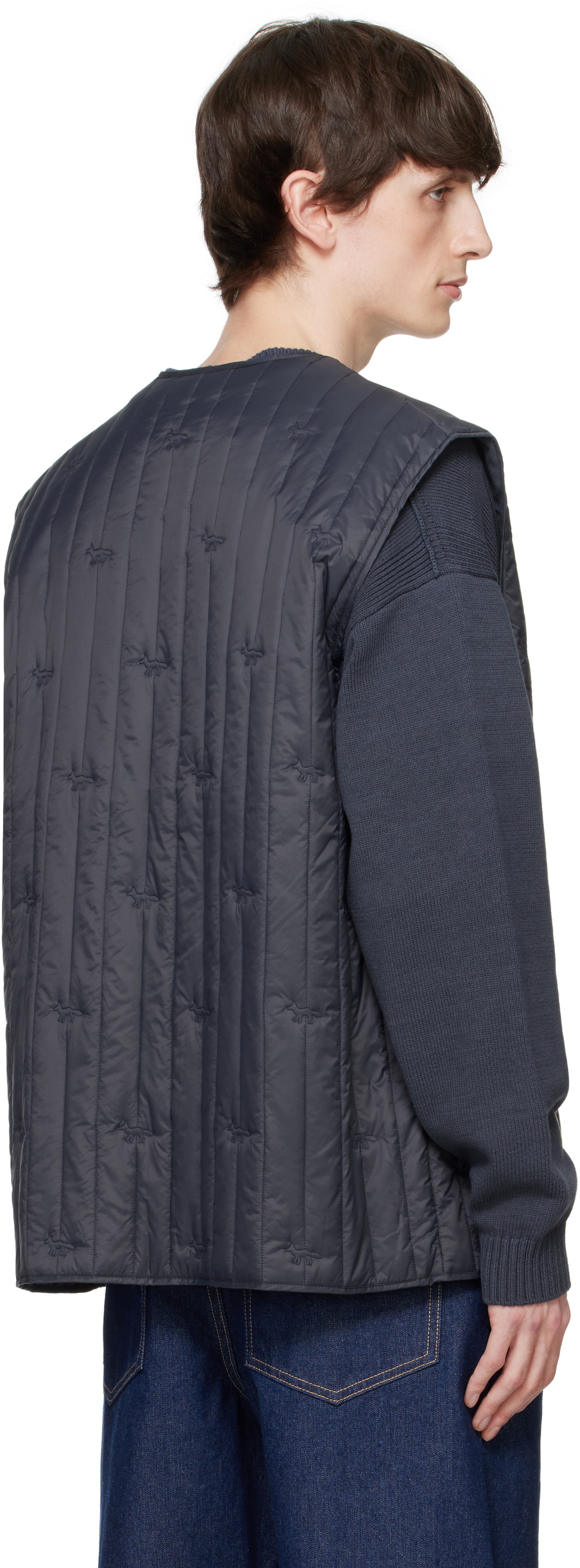 Maison Kitsuné Gray Sleeveless Quilted Vest