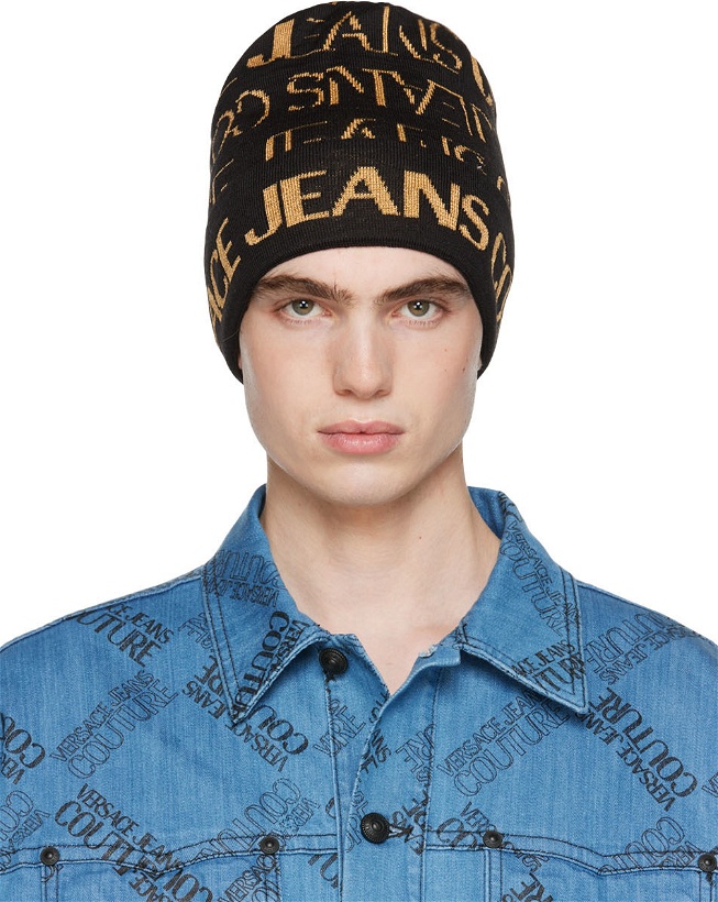 Photo: Versace Jeans Couture Black & Gold Knit Beanie