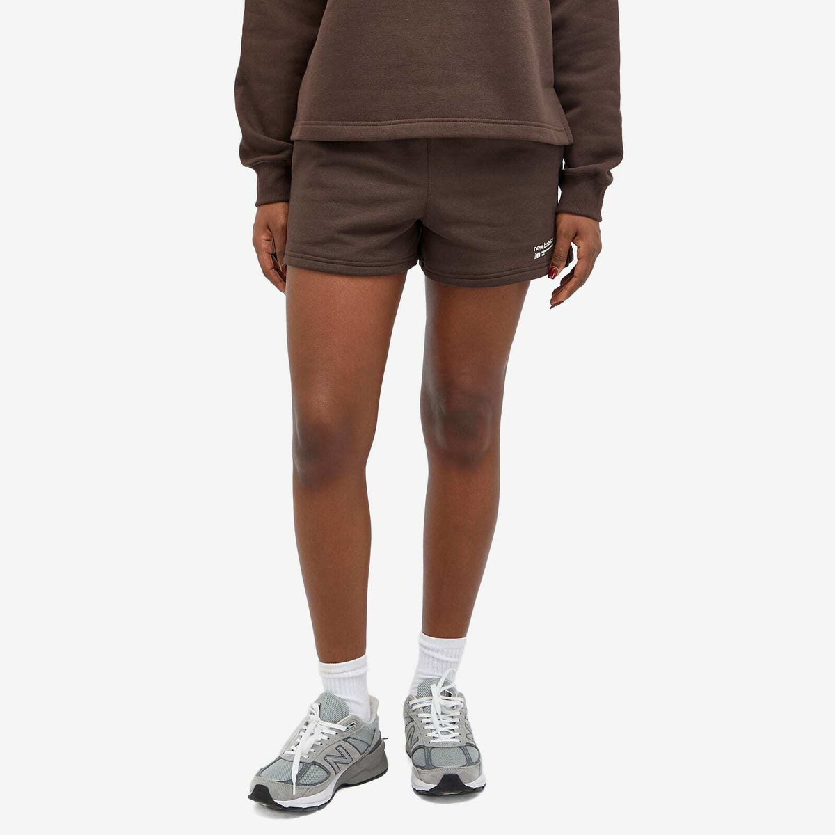 New Balance Women's Linear Heritage French Terry Short in Black Coffee