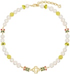 Casablanca White & Gold Laurel Short Necklace
