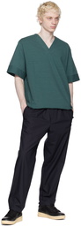 Jil Sander Green V-Neck T-Shirt