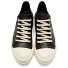 Rick Owens Black and Off-White Leather Low Sneakers