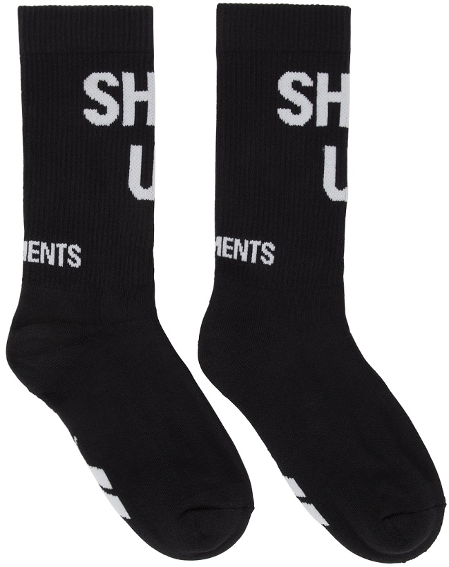 Photo: VETEMENTS Black Reebok Edition Shut Up Socks
