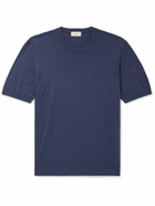 Altea - Slim-Fit Linen and Cotton-Blend T-Shirt - Blue