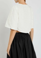 Sister Jane Blanca Broderie-anglaise Cotton Cropped Blouse White And Black