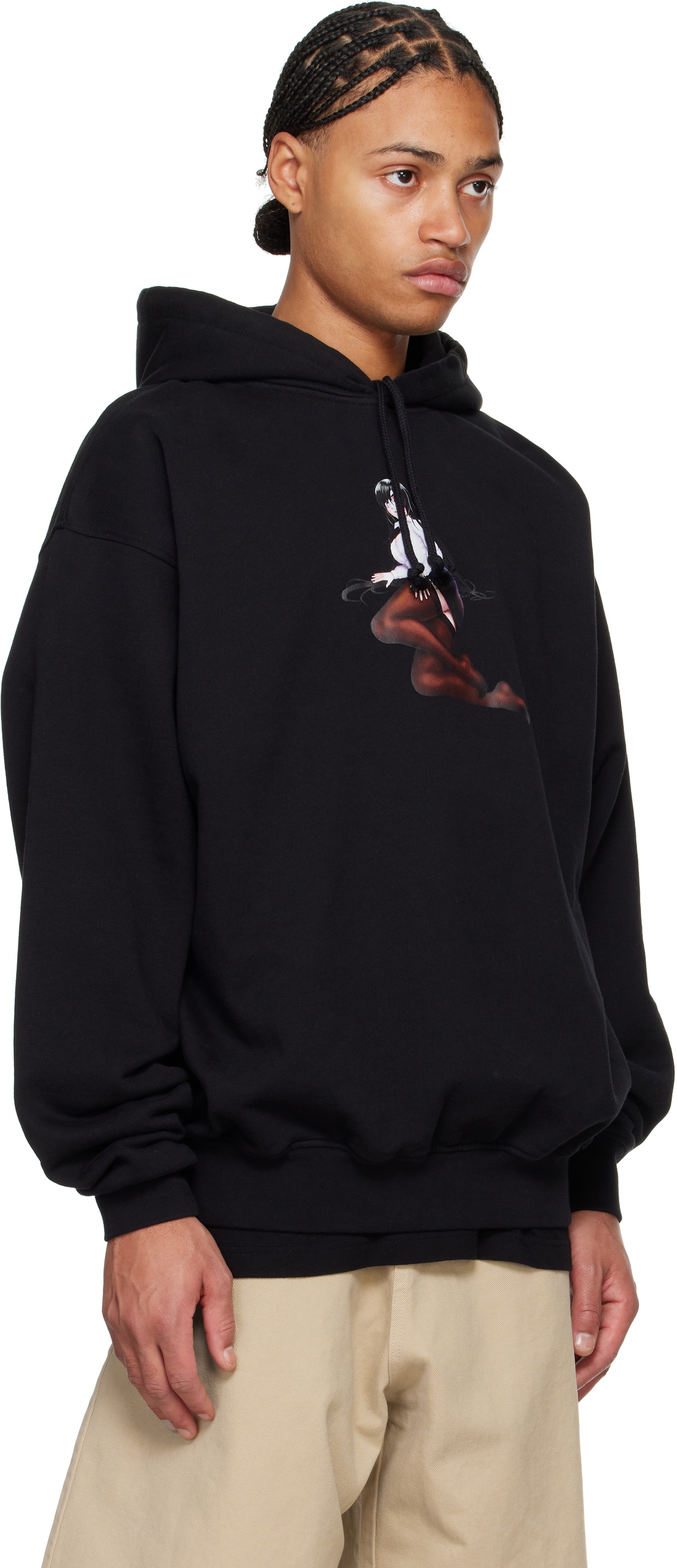 ABRA SSENSE Exclusive Black Printed Office Girl Hoodie
