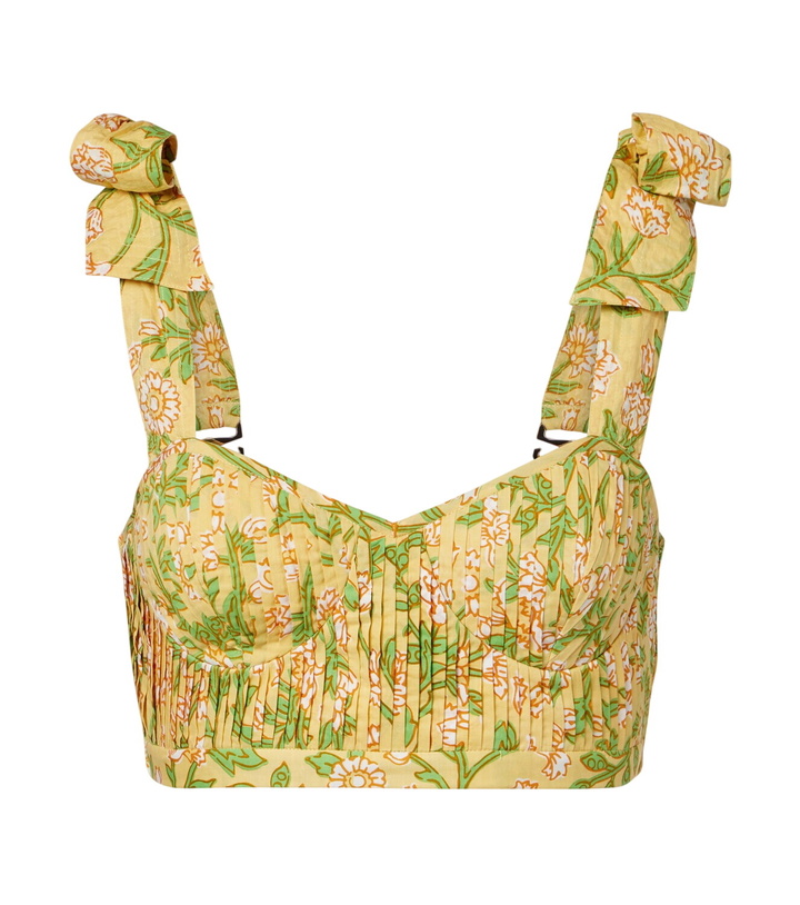 Photo: Poupette St Barth Carla pleated floral cotton crop top