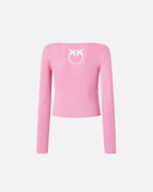 Pinko Cropped Cardigan With Bird Logo On The Back Moonlight Mauve