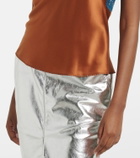 Saint Laurent Lace-trimmed silk satin camisole