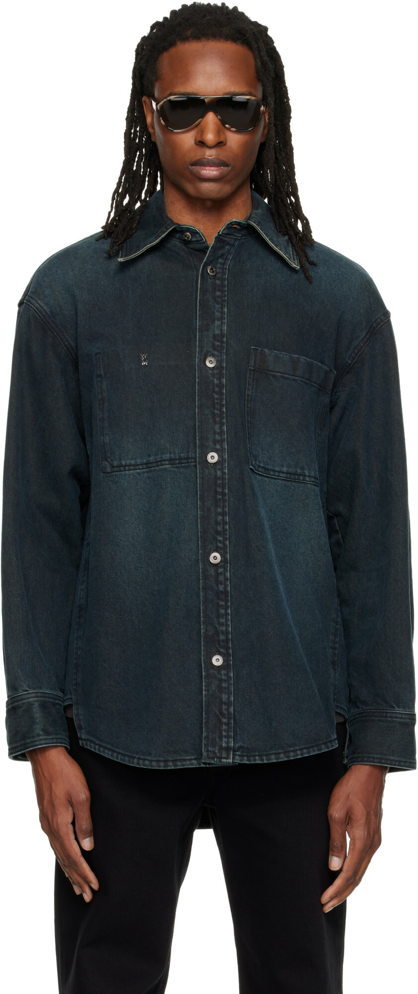 WOOYOUNGMI Blue Back Logo Denim Shirt