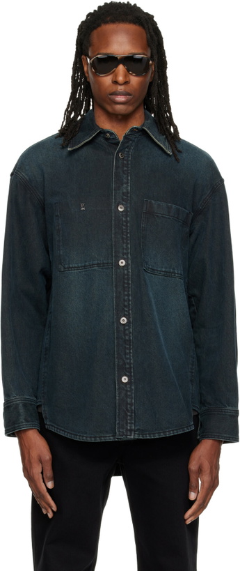 Photo: WOOYOUNGMI Blue Back Logo Denim Shirt