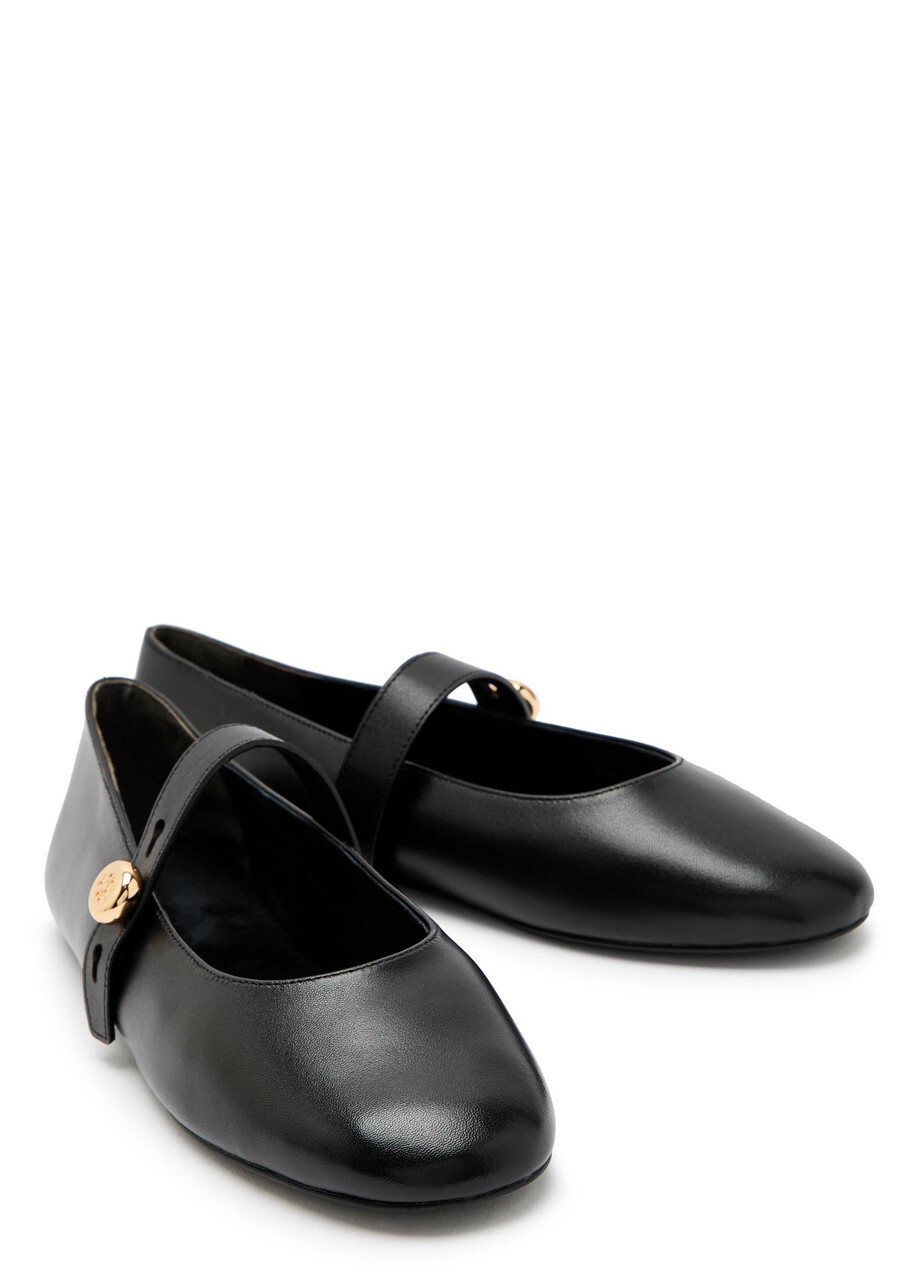 Tory Burch Romy Leather Mary Jane Flats Black