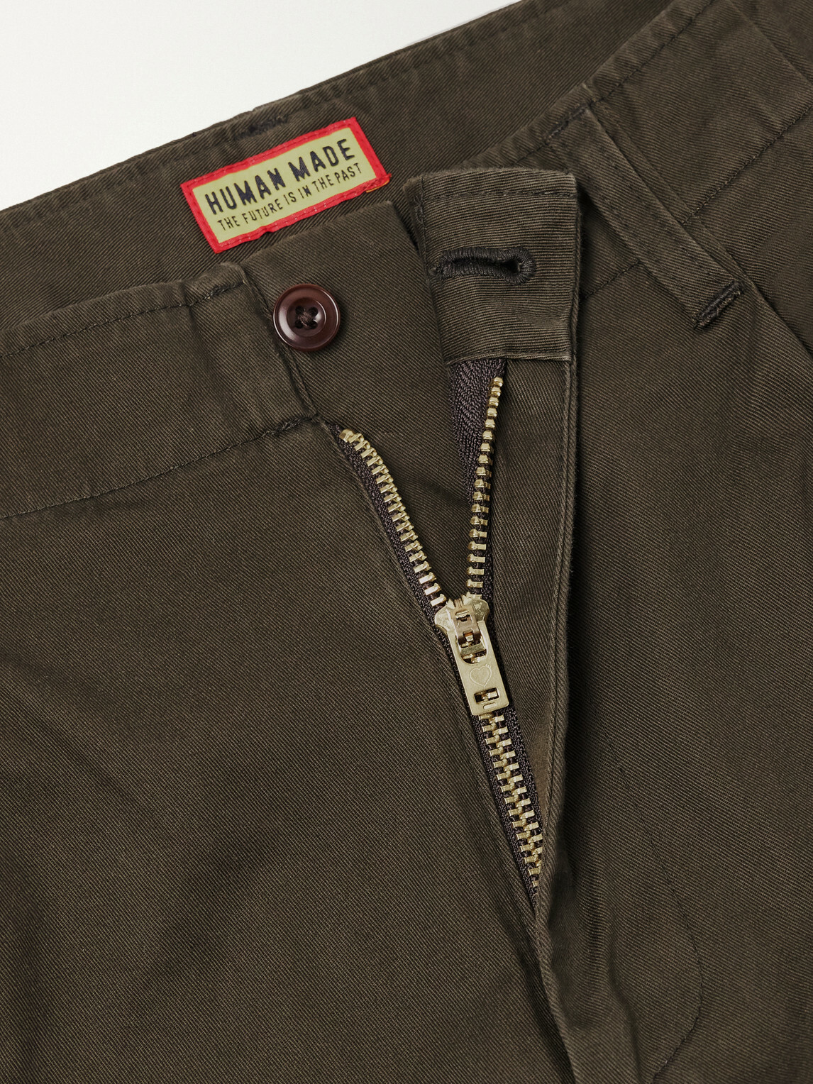 Human Made - Tapered Logo-Embroidered Pleated Cotton-Twill Trousers - Green