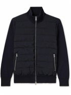Mr P. - Shell and Knitted Cotton Padded Down Jacket - Blue