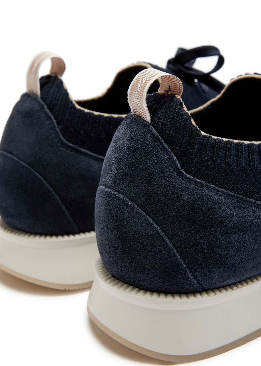 Aurélien Panelled Knit Sneakers Navy