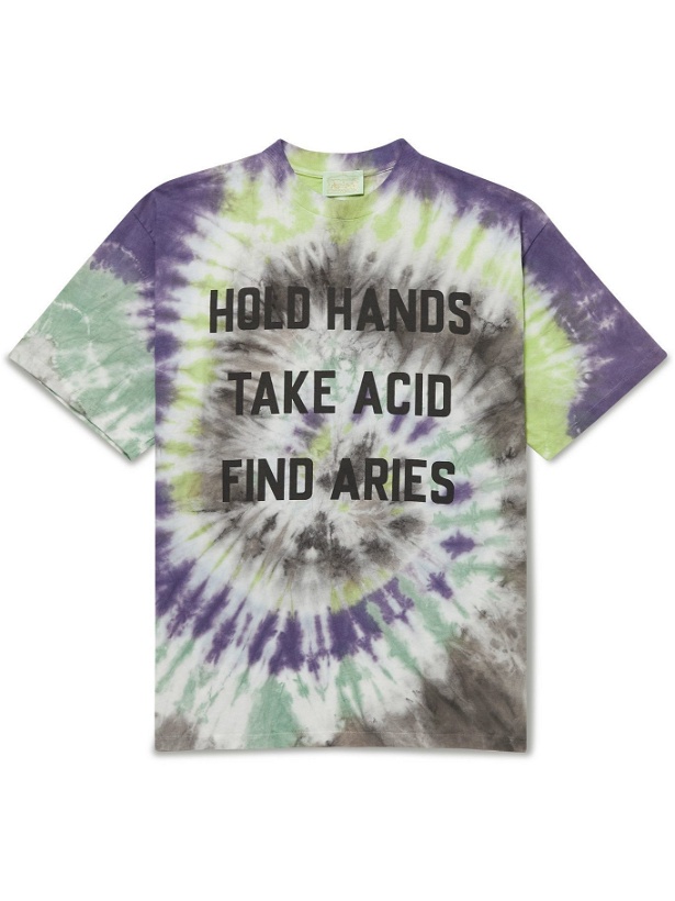 Photo: Aries - Printed Tie-Dyed Cotton-Jersey T-Shirt - Multi