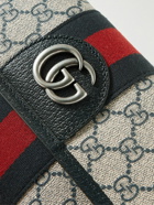 GUCCI - Ophidia Leather and Webbing-Trimmed Monogrammed Supreme Coated-Canvas Belt Bag - Blue